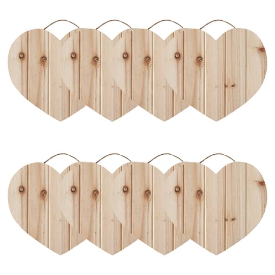 8 Pack: 10.5" Wood Heart Pallet Plaque by Make Market®